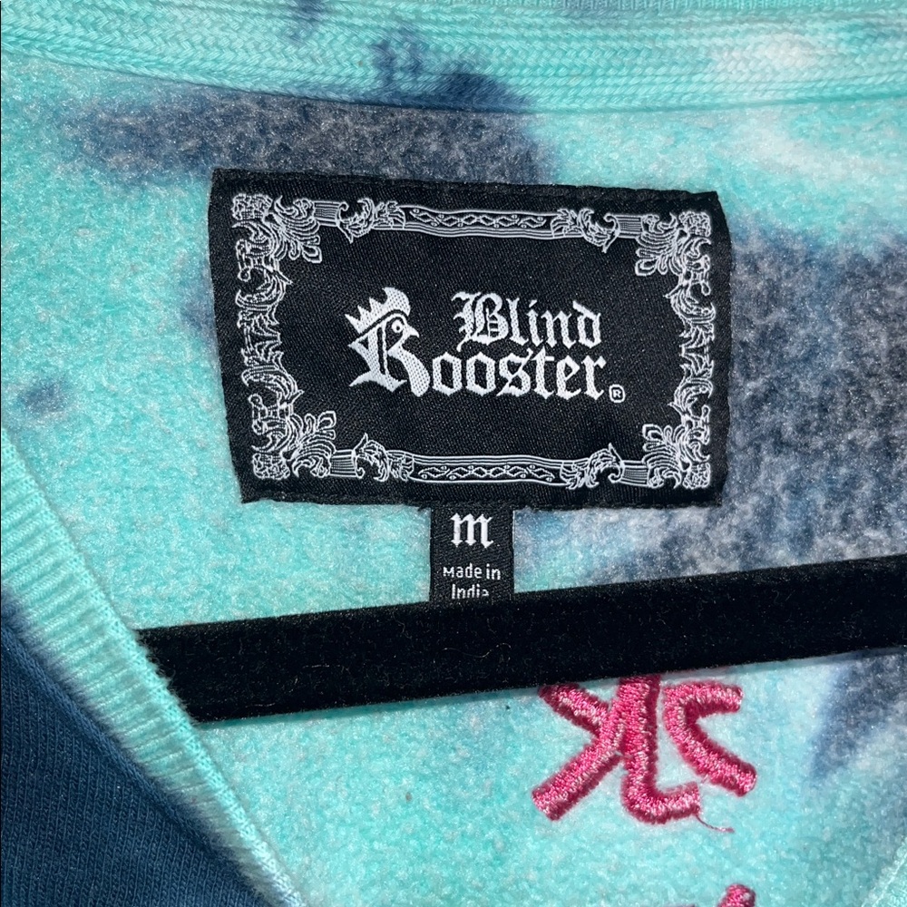 Blind Rooster Sweatshirt Mens Medium Tie Dye Teal & Purple Crewneck Sakura Tree - Picture 2 of 3
